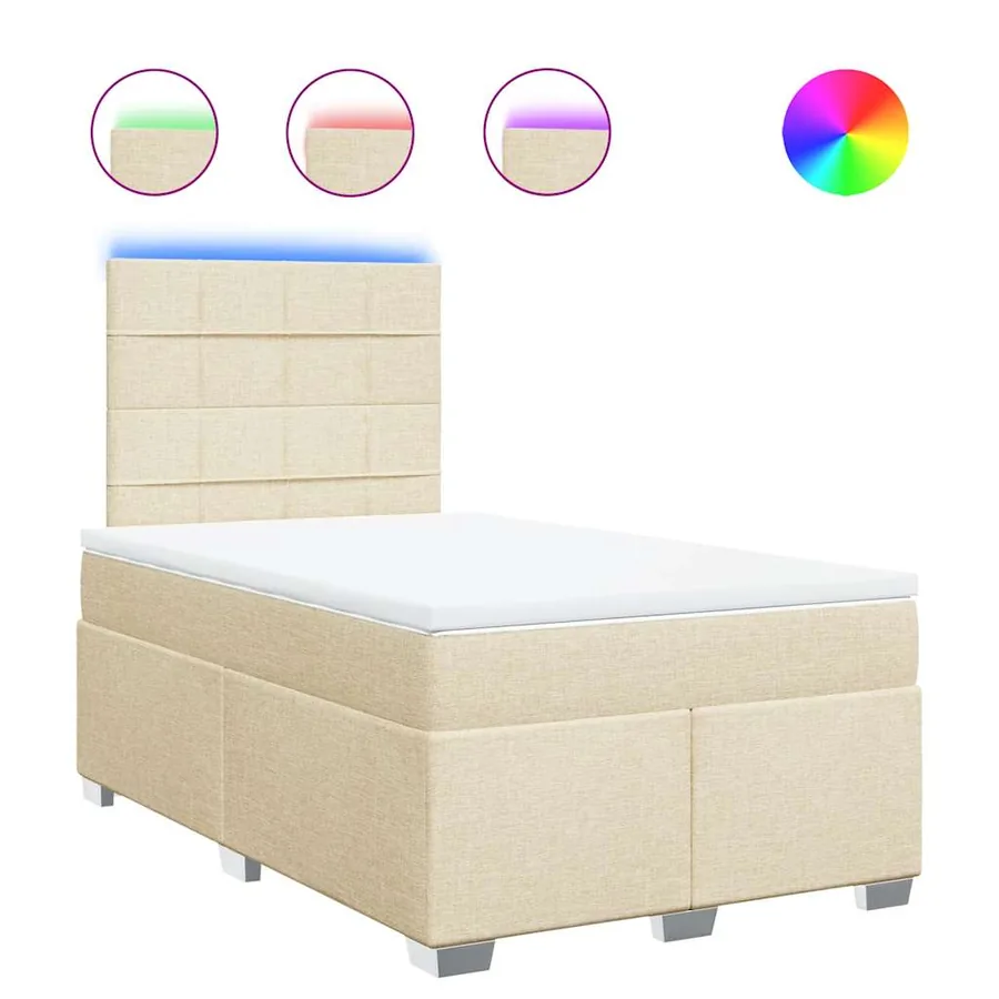 Sommier à lattes de lit avec matelas Crème 120x200 cm Tissu - 2