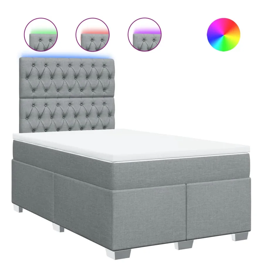 Sommier à lattes de lit avec matelas Gris clair 120x200cm Tissu - 2