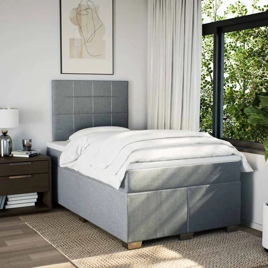 Sommier à lattes de lit avec matelas Gris clair 120x200cm Tissu - 4