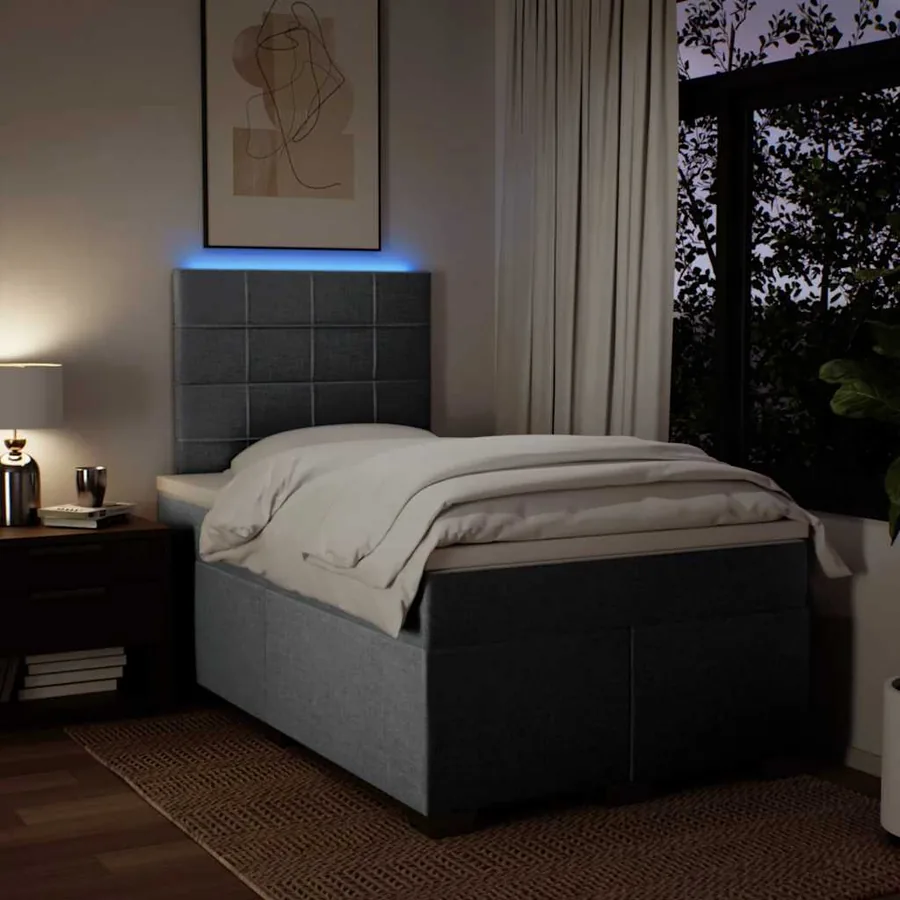 Sommier à lattes de lit avec matelas Gris clair 120x200cm Tissu - 5