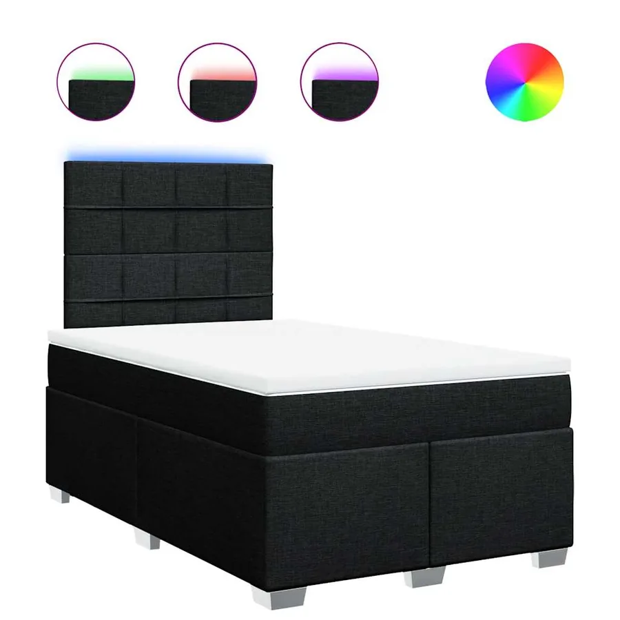 Sommier à lattes de lit avec matelas Noir 120x200 cm Tissu - 2