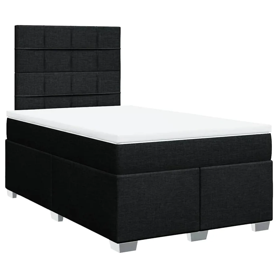 Sommier à lattes de lit avec matelas Noir 120x200 cm Tissu - 6