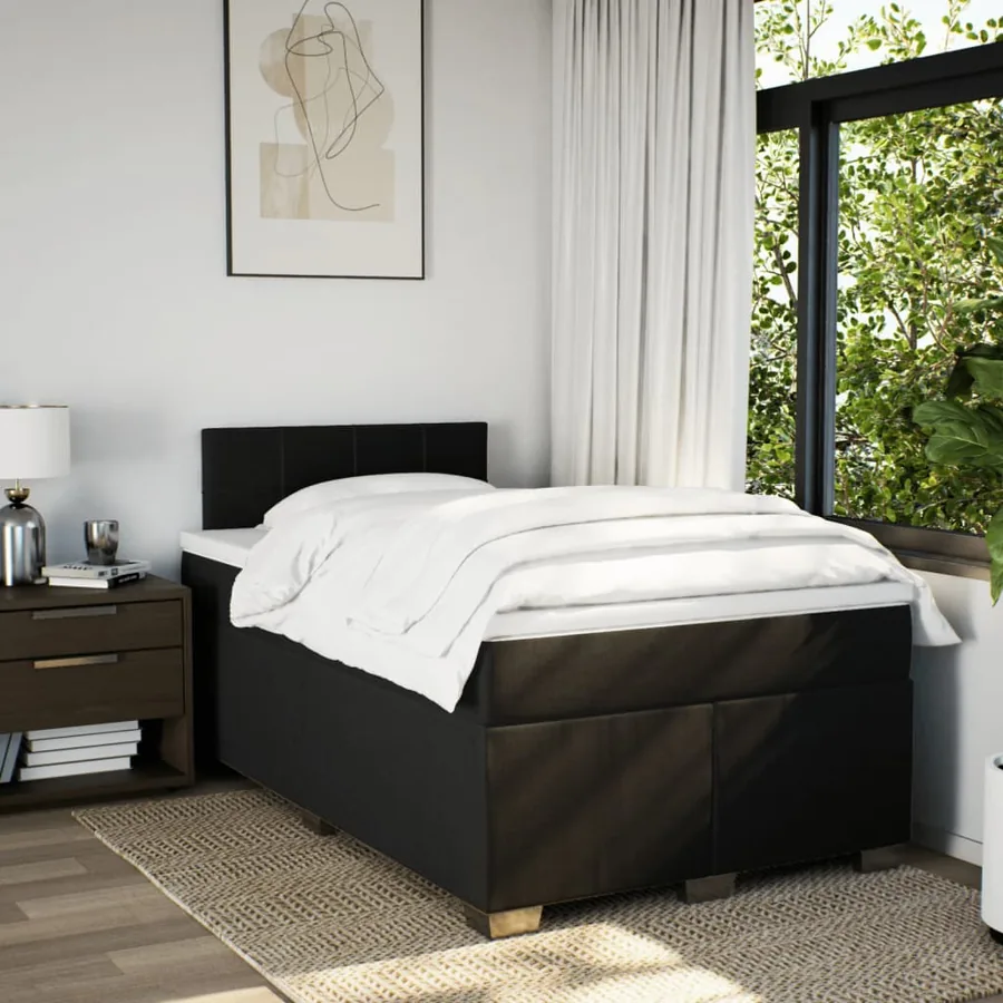 Sommier à lattes de lit avec matelas Noir 120x200 cm Tissu - 3