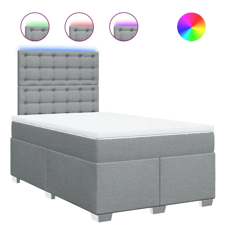 Sommier à lattes de lit avec matelas Gris clair 120x200cm Tissu - 2