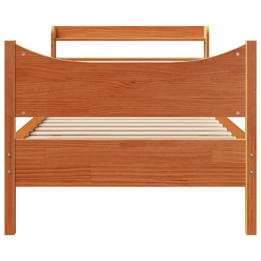 Cadre de lit et tête de lit cire marron 100x200 cm bois de pin - 4