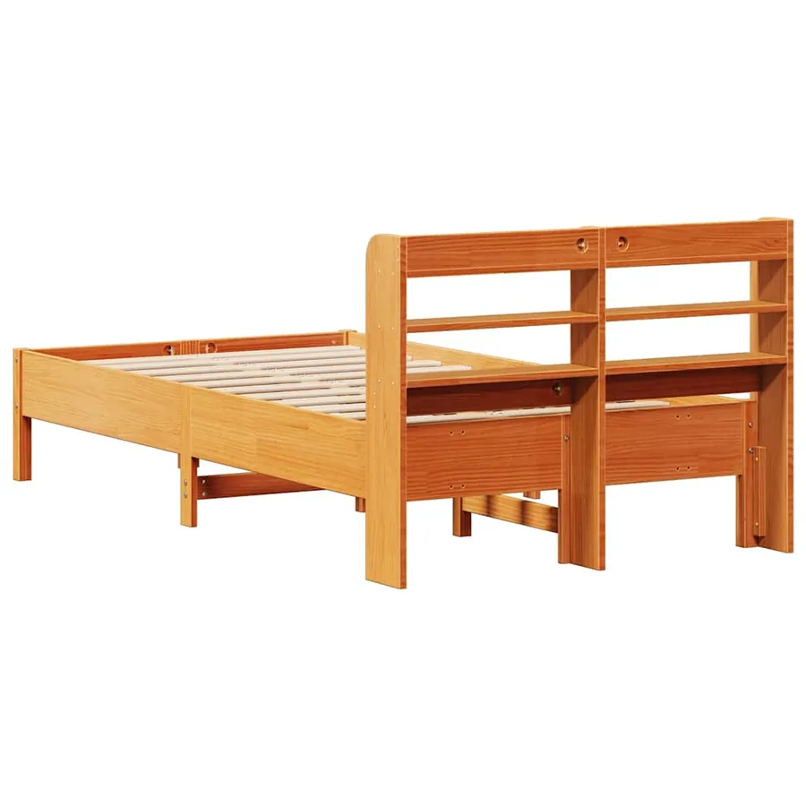 Cadre de lit sans matelas cire marron 100x200cm bois pin massif - 6