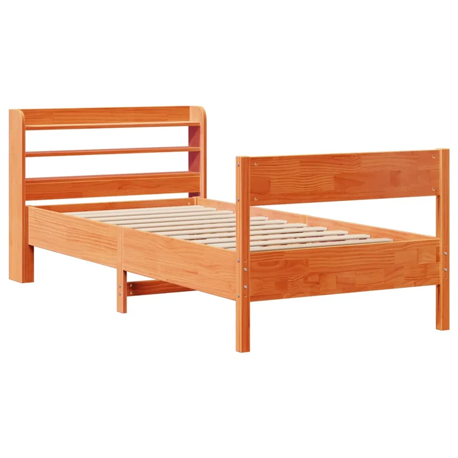 Cadre de lit sans matelas cire marron 75x190 cm bois pin massif - 3