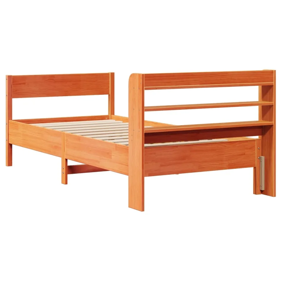 Cadre de lit sans matelas cire marron 75x190 cm bois pin massif - 6