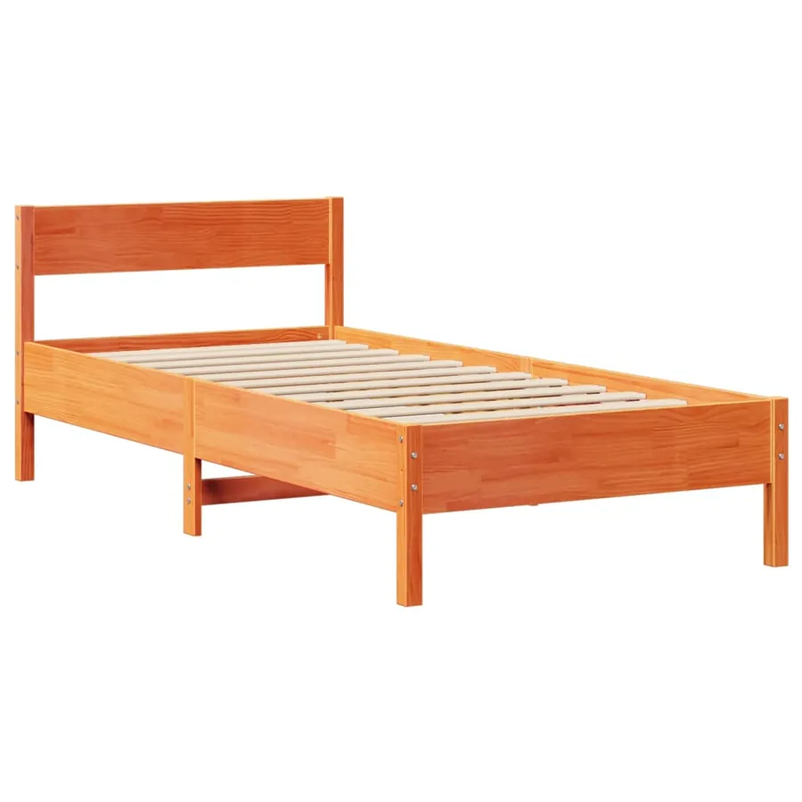 Cadre de lit sans matelas cire marron 75x190 cm bois pin massif - 7