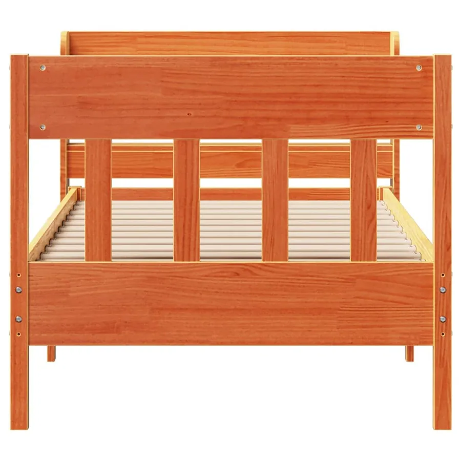 Cadre de lit sans matelas cire marron 75x190 cm bois pin massif - 4