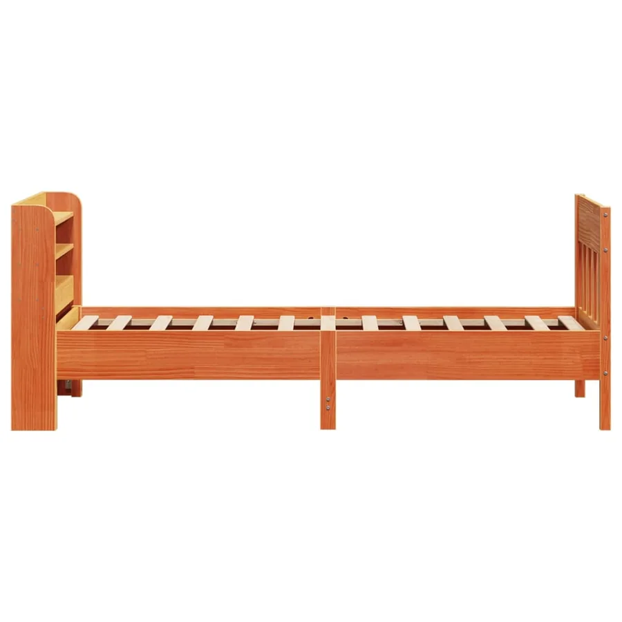 Cadre de lit sans matelas cire marron 75x190 cm bois pin massif - 5