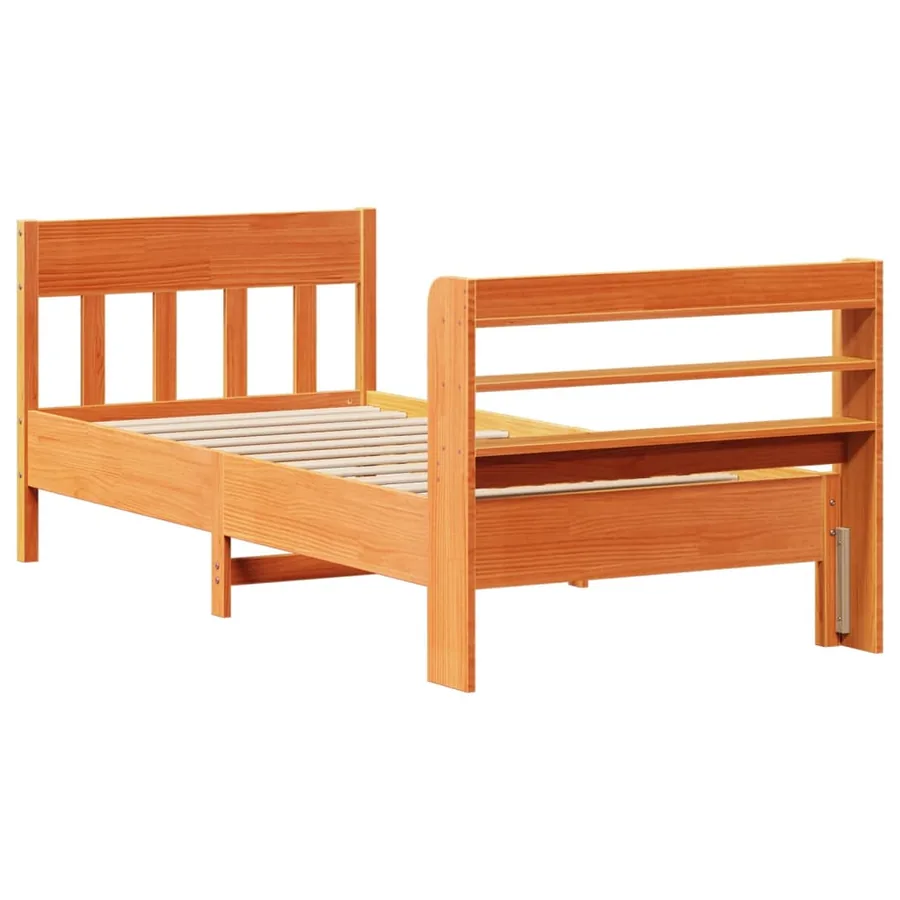 Cadre de lit sans matelas cire marron 75x190 cm bois pin massif - 6