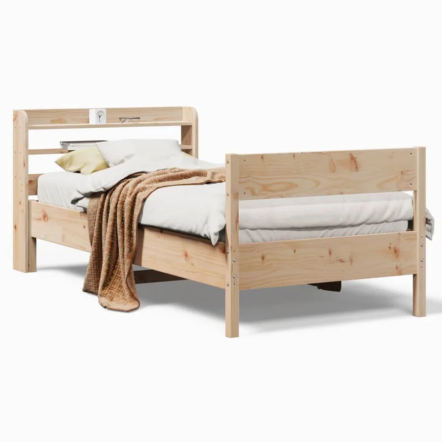 Cadre de lit sans matelas 75x190 cm bois de pin massif - 2