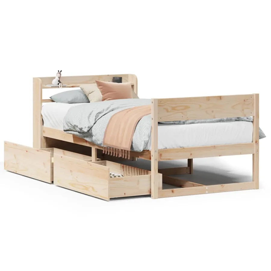 Cadre de lit sans matelas 90x190 cm bois de pin massif - 2