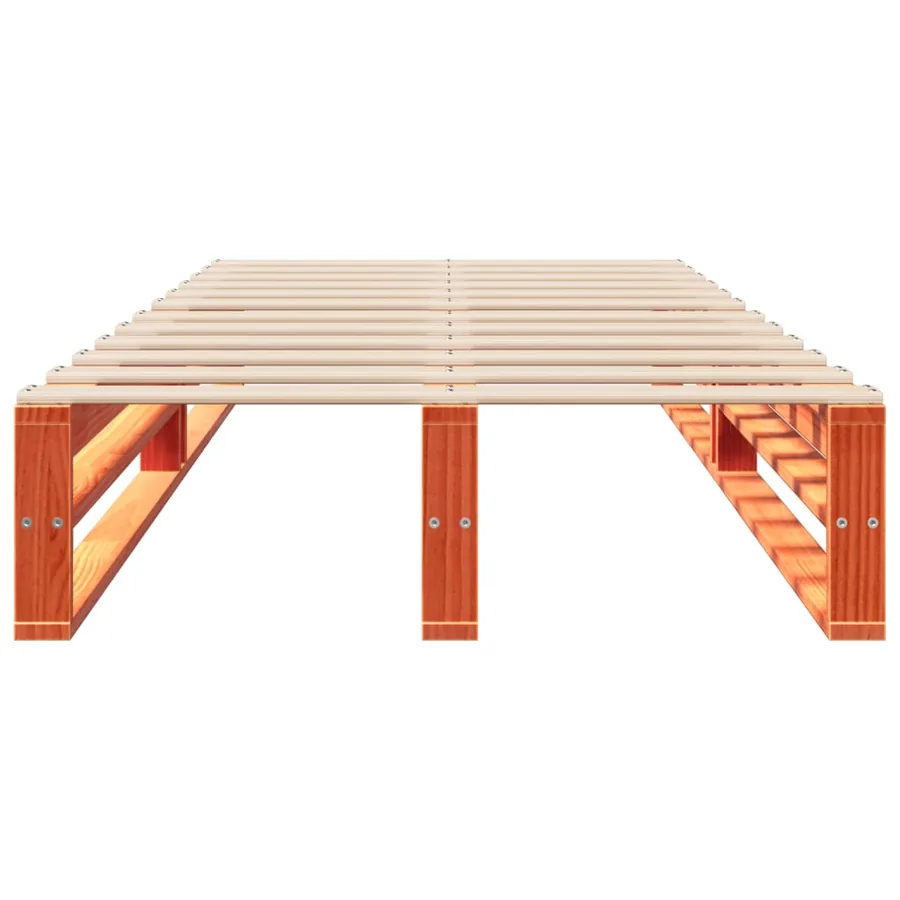 Cadre de lit sans matelas cire marron 75x190 cm bois pin massif - 4