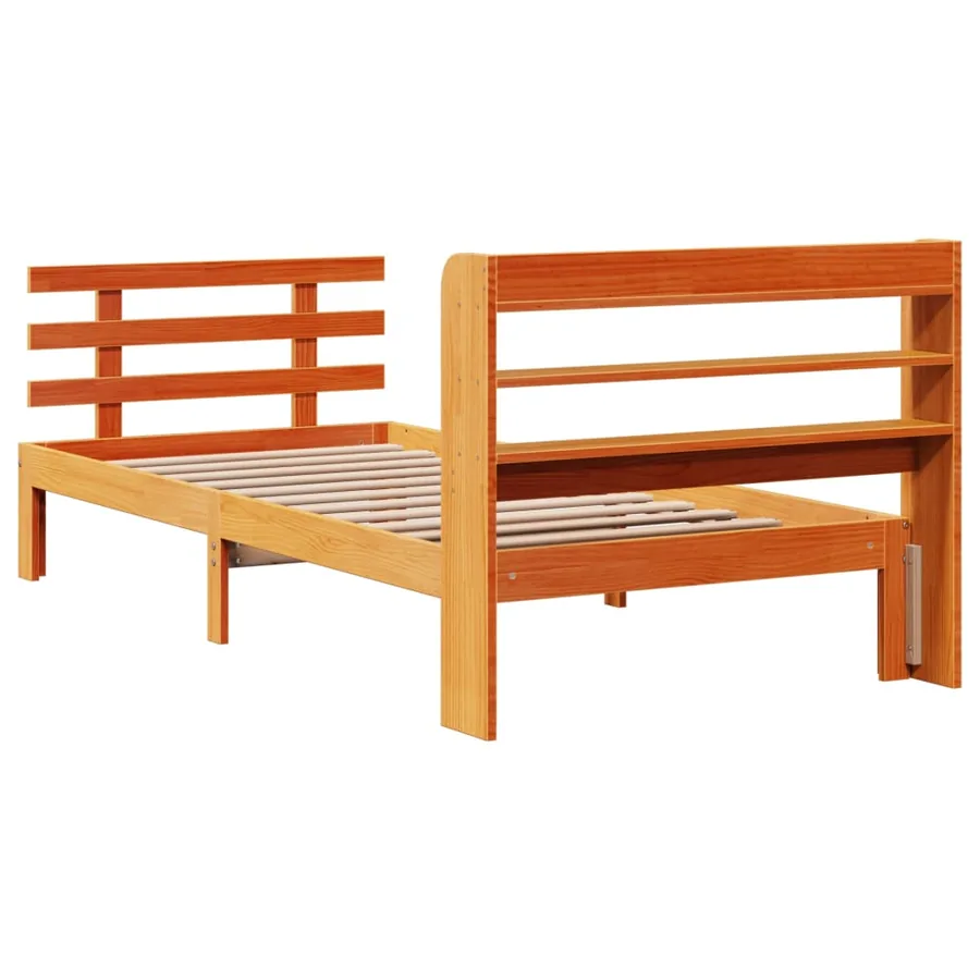 Cadre de lit avec tête de lit sans matelas cire marron 75x190cm - 8