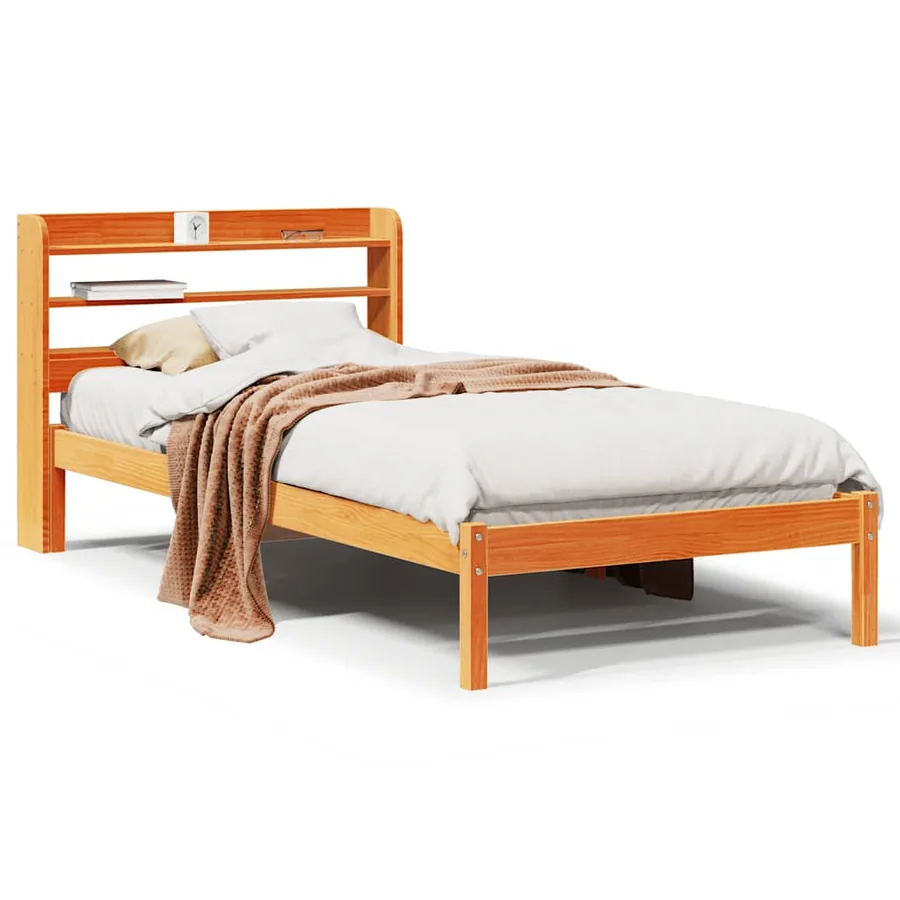 Cadre de lit avec tête de lit sans matelas cire marron 75x190cm - 2
