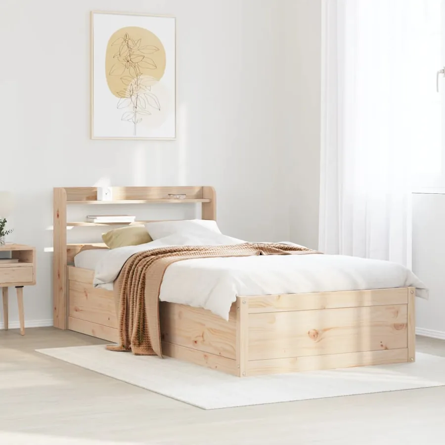 Cadre de lit avec tête de lit 90x200 cm bois de pin massif - 3