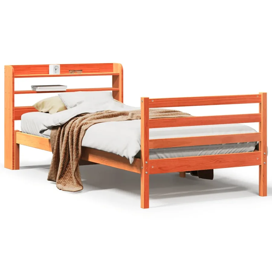 Cadre de lit sans matelas cire marron 75x190 cm bois pin massif - 2