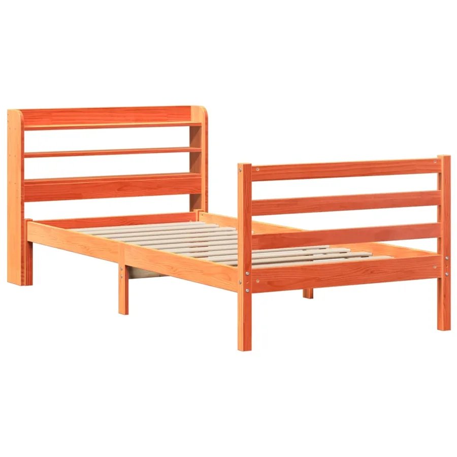 Cadre de lit sans matelas cire marron 75x190 cm bois pin massif - 3