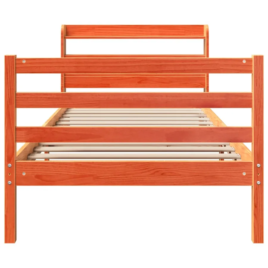 Cadre de lit sans matelas cire marron 75x190 cm bois pin massif - 4