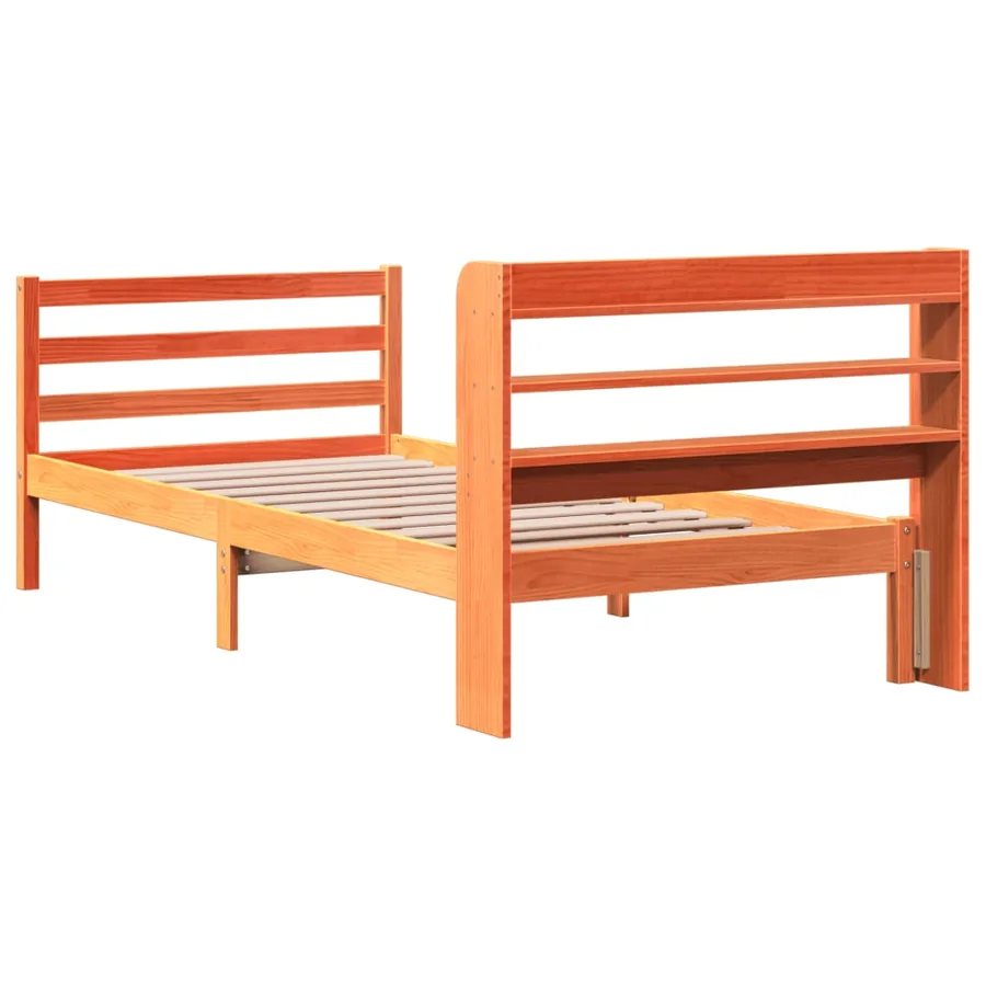 Cadre de lit sans matelas cire marron 75x190 cm bois pin massif - 8