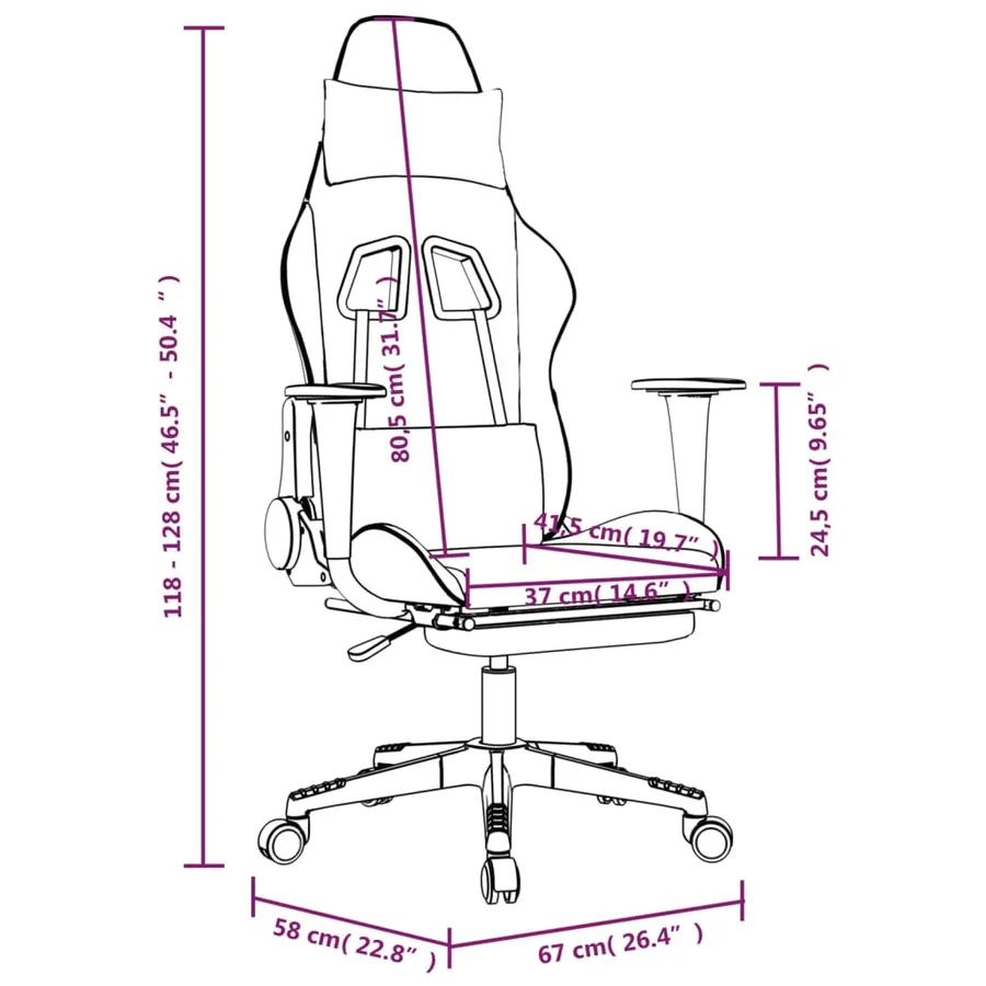 Chaise de jeu de massage repose-pied Noir bordeaux Similicuir - 16