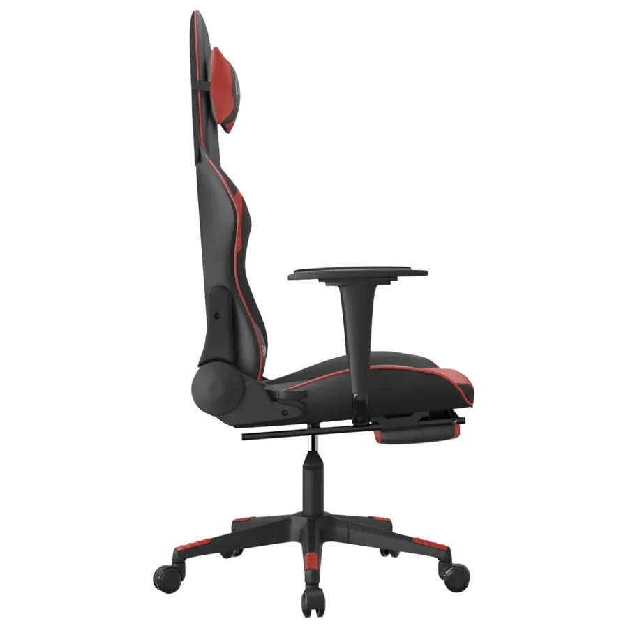 Chaise de jeu de massage repose-pied Noir bordeaux Similicuir - 5