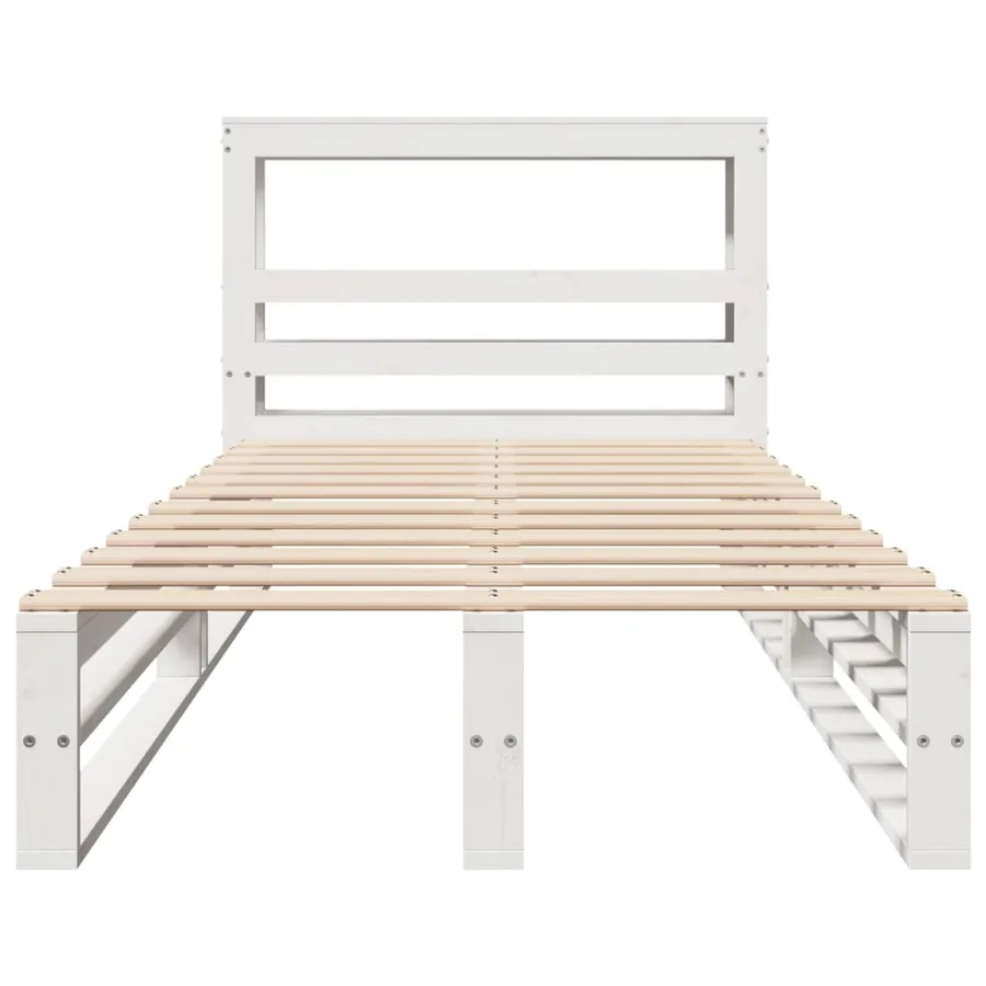 Cadre de lit sans matelas blanc 75x190 cm bois de pin massif - 4