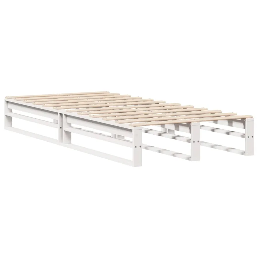 Cadre de lit sans matelas blanc 75x190 cm bois de pin massif - 5