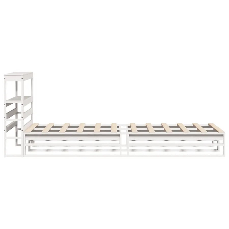 Cadre de lit sans matelas blanc 75x190 cm bois de pin massif - 7