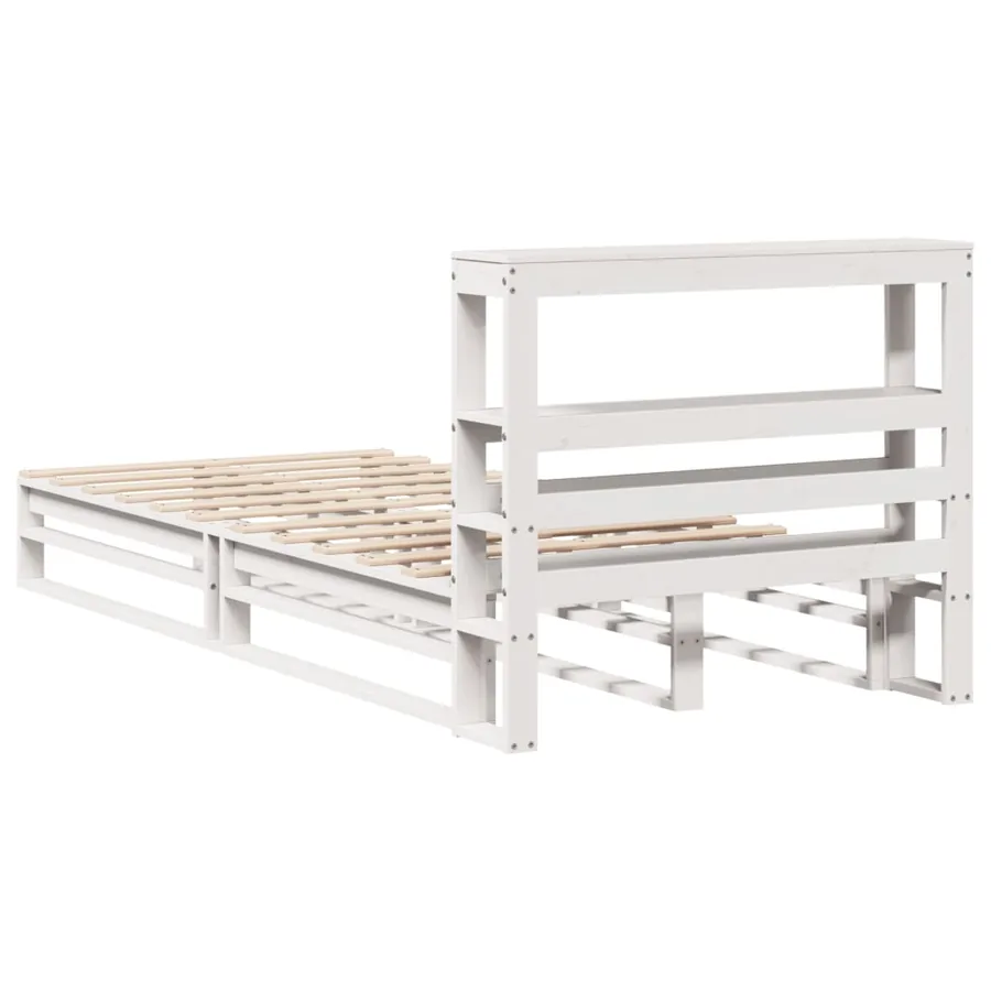 Cadre de lit sans matelas blanc 75x190 cm bois de pin massif - 8