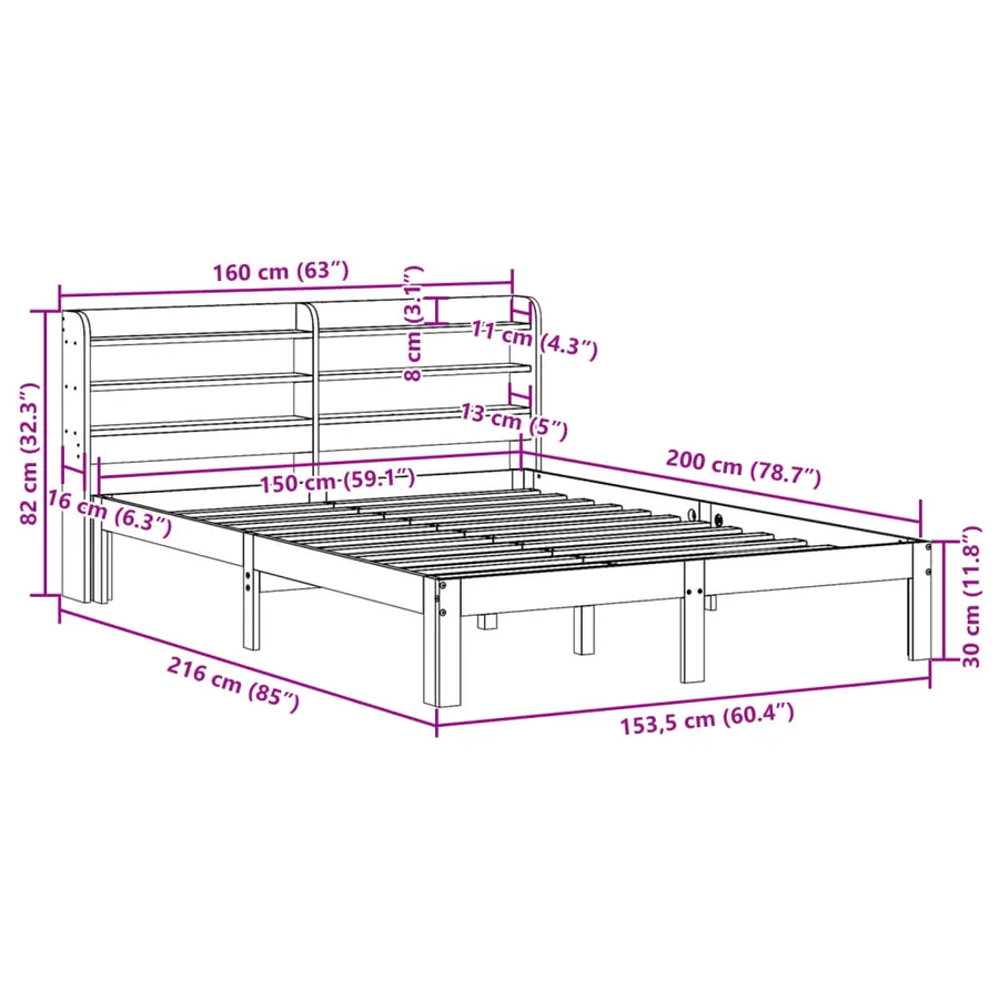 Cadre de lit avec tête de lit sans matelas 150x200 cm - 11