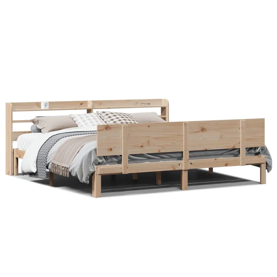 Cadre de lit avec tête de lit sans matelas 200x200 cm - 2