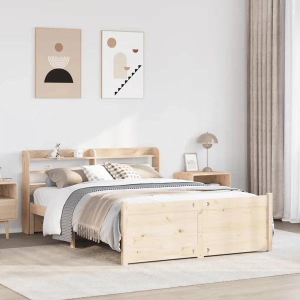 Cadre de lit et tête de lit sans matelas 135x190 cm