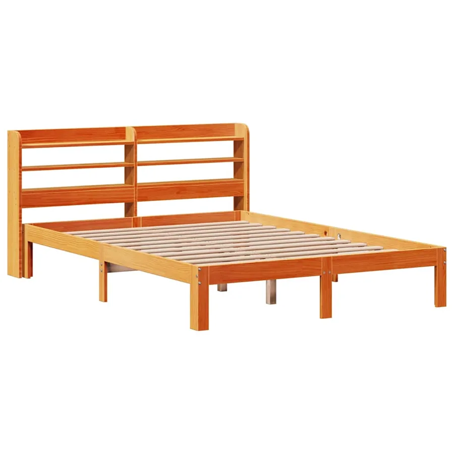 Cadre de lit sans matelas cire marron 140x190cm bois pin massif - 3