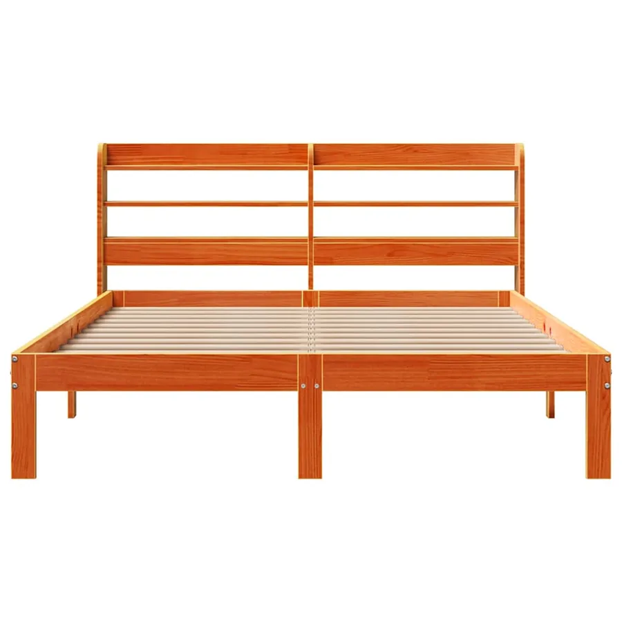 Cadre de lit sans matelas cire marron 140x190cm bois pin massif - 4