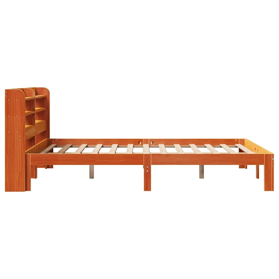 Cadre de lit sans matelas cire marron 140x190cm bois pin massif - 7