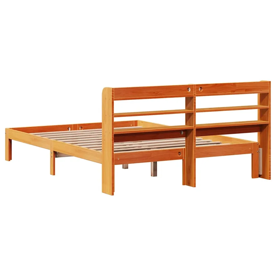 Cadre de lit sans matelas cire marron 140x190cm bois pin massif - 8