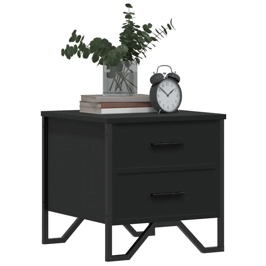 Table de chevet noir 40x41x40 cm bois d’ingénierie - 4