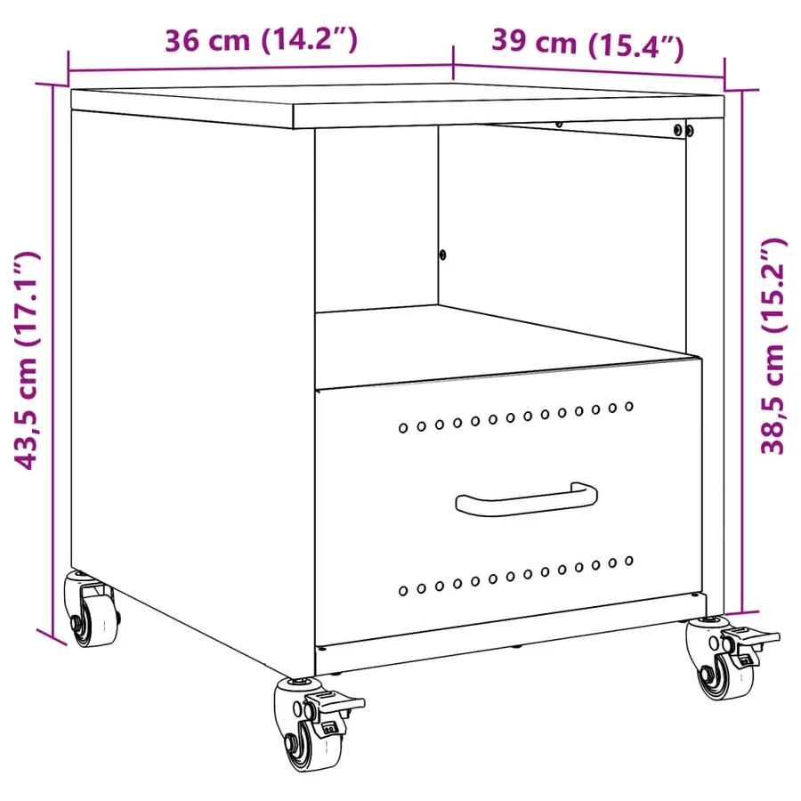 Tables de chevet 2 pcs anthracite 36x39x43,5 cm acier - 13