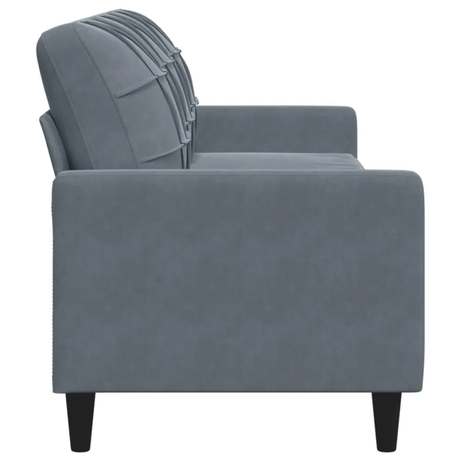 Canapé à 3 places Gris foncé 210 cm Velours - 5