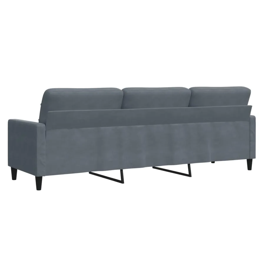 Canapé à 3 places Gris foncé 210 cm Velours - 6