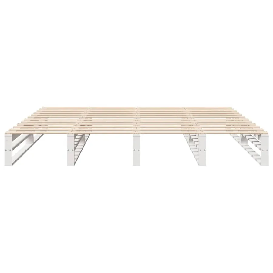 Cadre de lit sans matelas blanc 200x200 cm bois massif de pin - 4