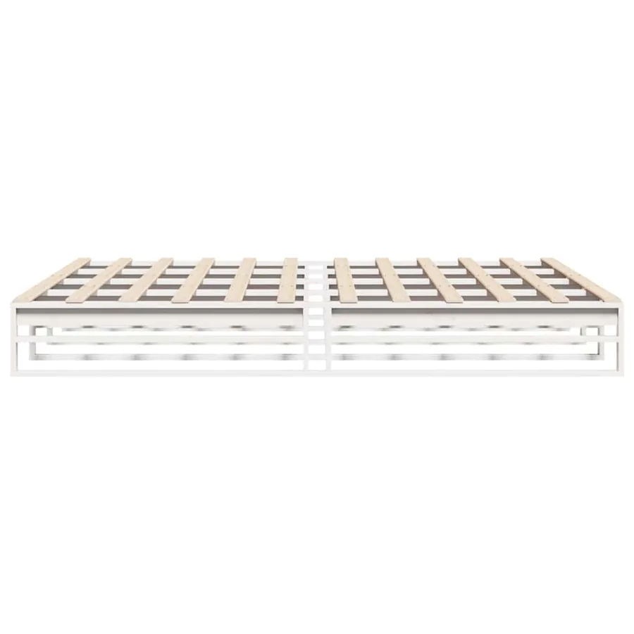 Cadre de lit sans matelas blanc 200x200 cm bois massif de pin - 5