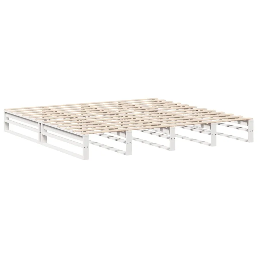 Cadre de lit sans matelas blanc 200x200 cm bois massif de pin - 6