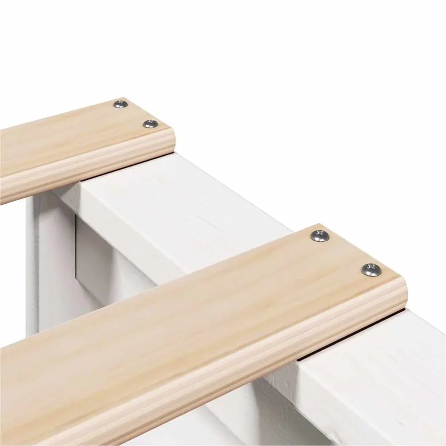 Cadre de lit sans matelas blanc 200x200 cm bois massif de pin - 7