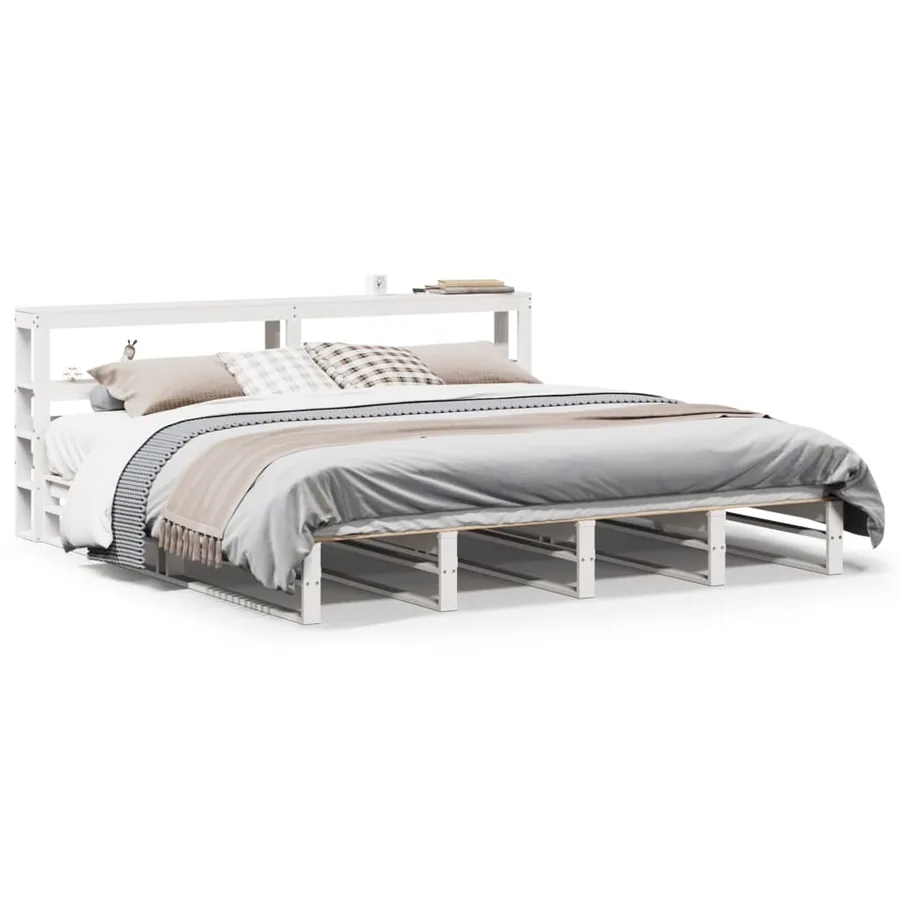 Cadre de lit sans matelas blanc 180x200 cm bois massif de pin - 2