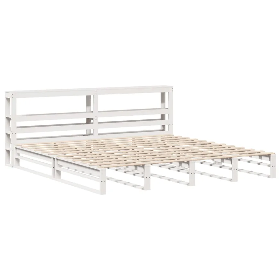 Cadre de lit sans matelas blanc 180x200 cm bois massif de pin - 3
