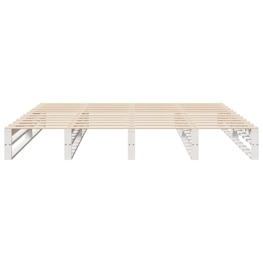 Cadre de lit sans matelas blanc 180x200 cm bois massif de pin - 6